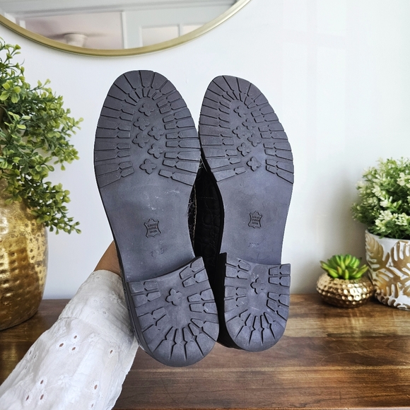 Talbots Crocodile Embossed Genuine Leather Tassel Penny Loafers Dark Brown, 7.5 - Picture 12 of 16